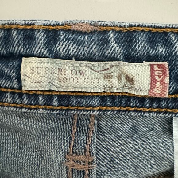 Levi's 518 Superlow Bootcut Jeans Sz 9M Blue VTG Y2K Grunge Low Rise Stretch - Picture 5 of 12